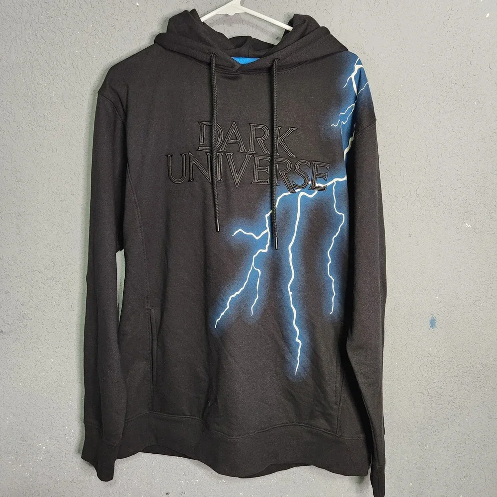Dark Universe Universal Studios Mens Lightning Bolt Hoodie Black Size L - Picture 1 of 7